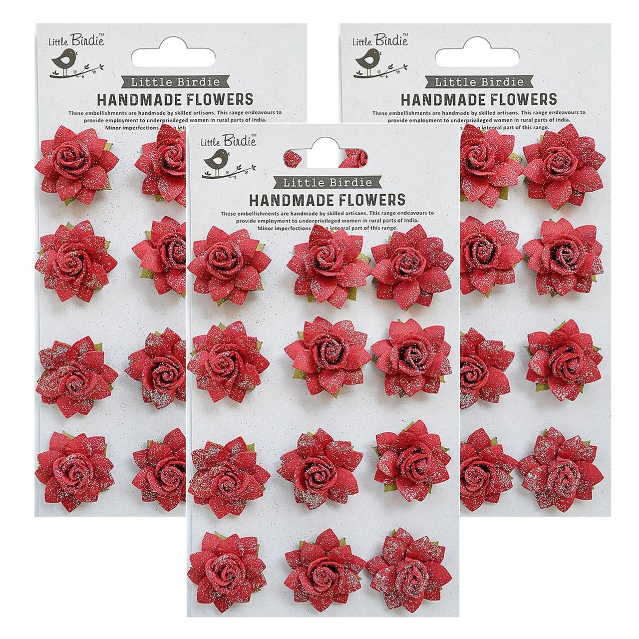 Pack of 3 - Little Birdie Marisa Paper Flowers 12/Pkg-Love and Roses